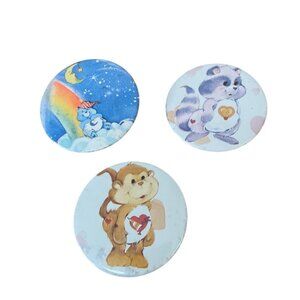 Care Bear Cousins 80s Pinback Buttons Playful Heart Monkey Bright Heart Raccoon